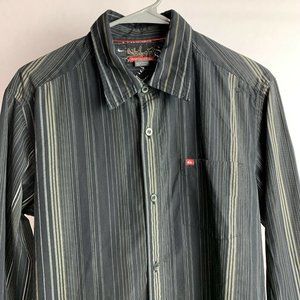 Men’s Quicksilver Long Sleeve Black Striped Shirt